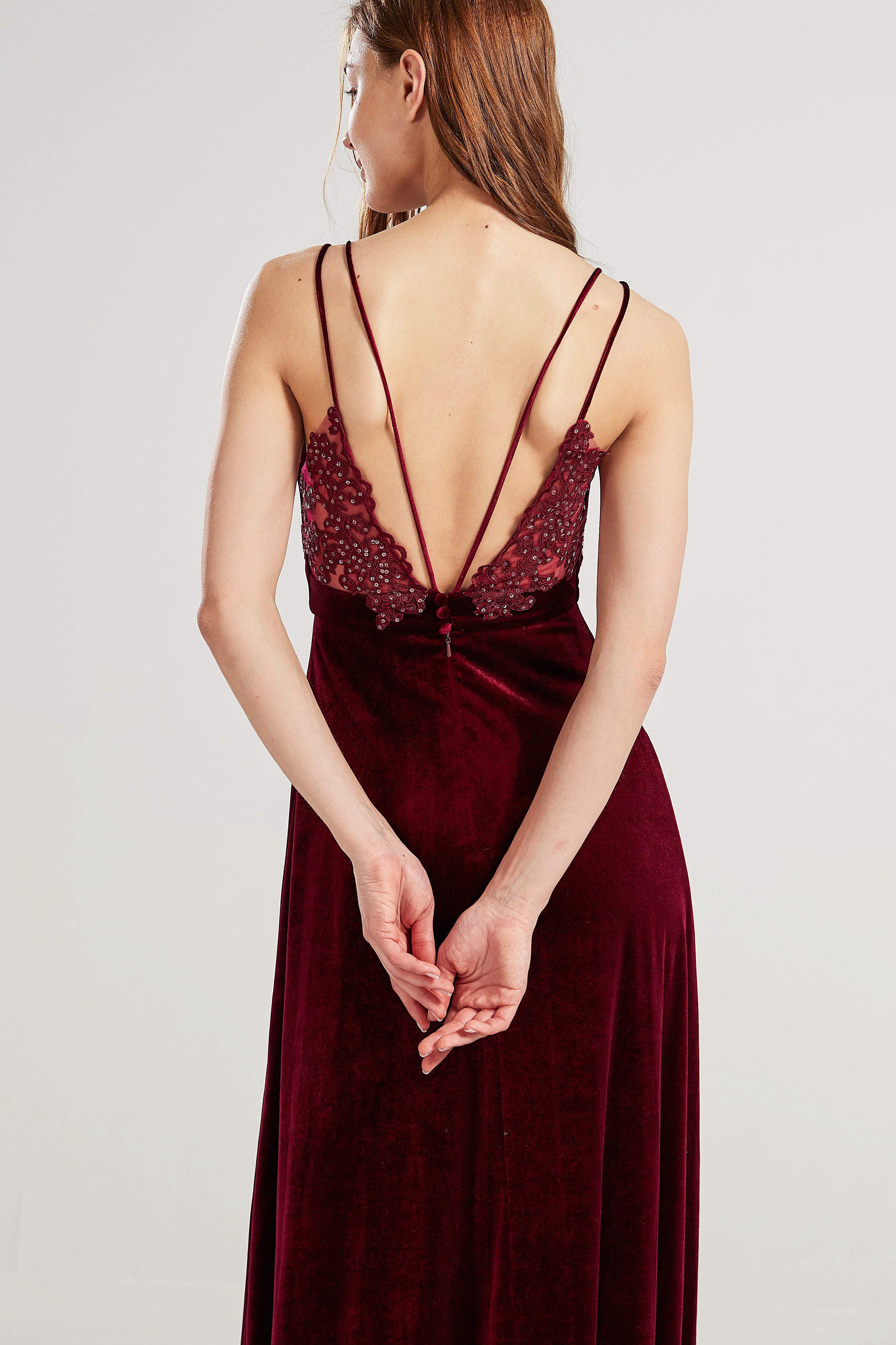 V neck fashion velvet dress