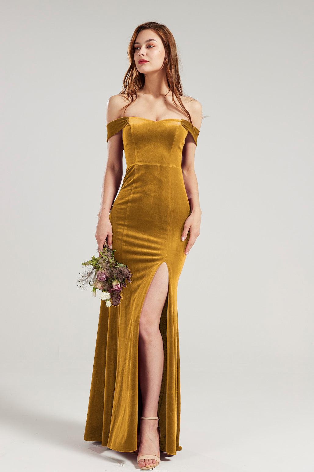 Yellow velvet hot sale maxi dress